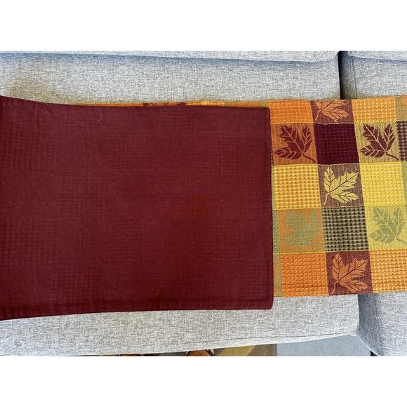 Table Runner Leaves Fall Foliage Orange Red Green Brown - Picture 4 of 4